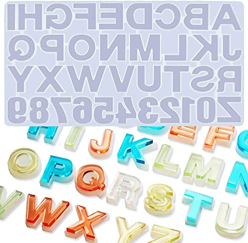 Alphabet Silikonform, wiederverwendbare Zahlen Buchstaben Herzform Schmuck Schmuckherstellung Form Umgekehrte Alphabet Formen Kit 36x19.5x1 cm