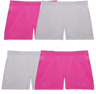 Fruit Of The Loom Womens 360° Stretch Underwear, High Performance For Effortless Comfort, Available In Plus Size Boxer Briefs, Cotton Blend - Boxer Brief - 4 Pack - Navy/Pink/Grey/White, 8 US