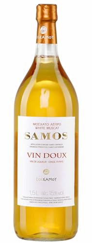 Samos Wein Vin Doux 1,5l Magnum-Flasche Likörwein | Süßer Samos Wein | 100% Muskat | 15% Vol.