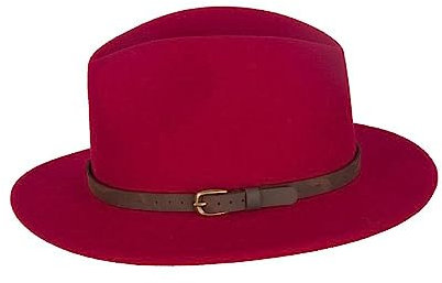 WALKER AND HAWKES - Dalby - Unisex Wolle-Outback Fedora-Hut - Rot - XXL (61cm)