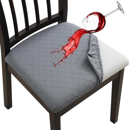 Fuloon Fundas Sillas, Pack de 6 Fundas Sillas Ajustables Impermeable,Fundas para Sillas de Comedor ​​Fácil de Instalar​​ Super Suave Lavables