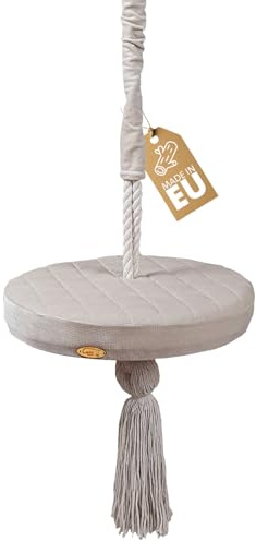 Create for you® - Baby Schaukel Indoor, Ringe schaukel, Schaukel Baby, Babyschaukel Türrahmen, Holzschaukel für die Deckenmontage, höhenverstellbar, Durchmesser 36 cm, Farbe Beige