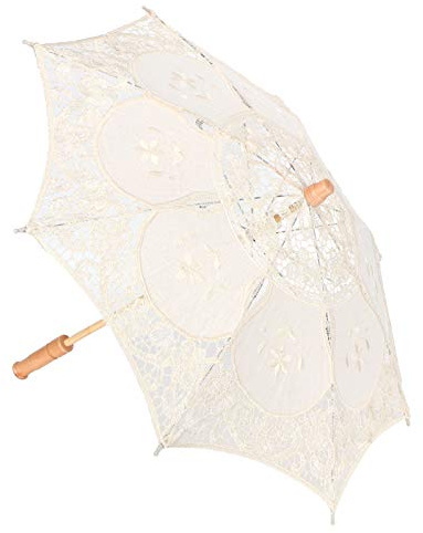 Tomotato Spitze Sonnenschirm, Vintage Hochzeitsbraut Spitzenschirm für Party, Bühnenaufführung, Fotokostüm Zubehör(L Beige)