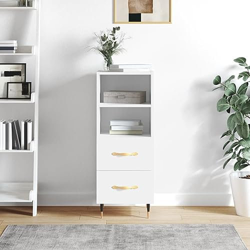 BaraSh Sideboard Kommode Weiß TüRen Sideboard Flur Schmal Eckkommode 34,5x34x90 cm Beistellschrank Vintage Holzwerkstoff