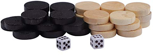 Wood Chess Pieces, Fydun 1.9cm Backgammon Pieces, Dia 32Pcs Draughts Checkers, Backgammon Chess Pieces, For Board Game Learning Camping