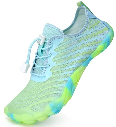 Mabove Wasserschuhe Damen Herren Badeschuhe Strandschuhe Barfussschuhe Barfuß Schuhe Schwimmschuhe Aquaschuhe Surfschuhe für Wassersport(Blaugrün,39EU)