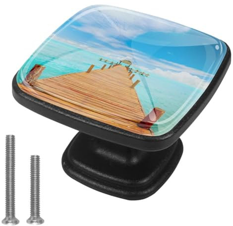 suojapuku Pomello quadrato per mobile, confezione da 4,ponte sospeso sul mare,Ferramenta per armadietti da cucina per maniglie per cassettiere e cassettiere