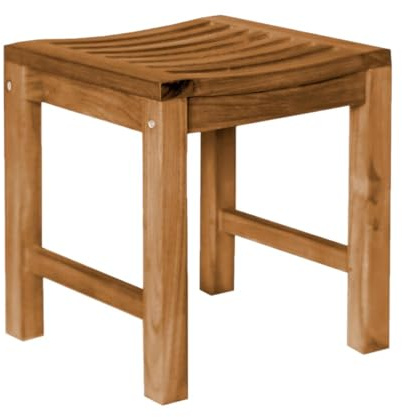 Teako Design Hocker Fussbank Ferrara Teak Massivholz, 45 x 45 x 50 cm, Holzmöbel, naturfarben, Gartensitzmöbel, Nachhaltige Möbel, Garten, Sitzgelegenheit, Beistellhocker