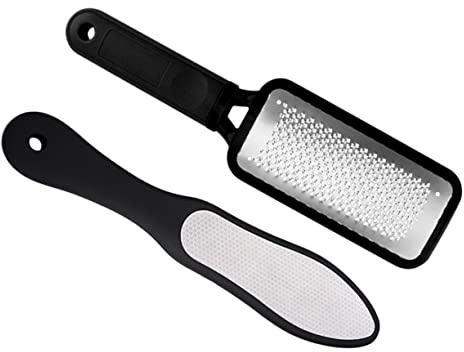 Healvian 2piezas Limas De Pies De Acero Inoxidable Herramienta De Pedicura Para Eliminar Callos y Piel Muerta Diseño Ergonómico y Antideslizante Uso Baño Tallas s