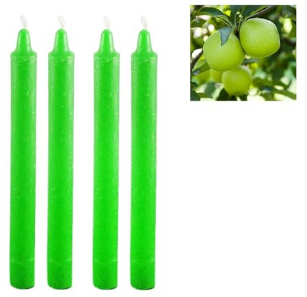 4 Pack Tall Dinner Candles - 19 cm Long Apple Scented Pillar Wax Candles - 8 Hour Burn Time - Gift for Mum, Wife, Friends