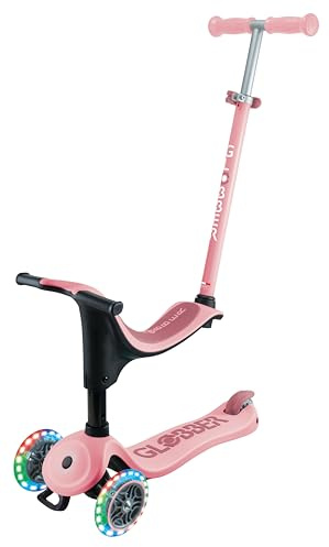 Globber - GO•UP Sporty Lights – Höhenverstellbarer Tretroller, 3 Räder mit Sitz, für Kinder von 15 Monaten bis 6 Jahren