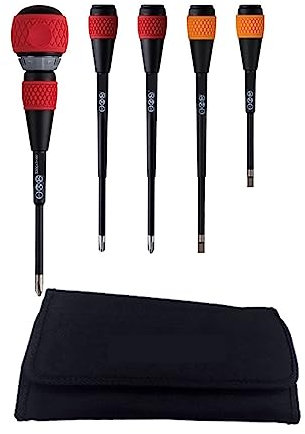QXSJEDYCH 5pcs Ball Grip Ratchet Screwdriver Set with Tool Kit for Electrican PH2, PH3, SL6 Screwdriver