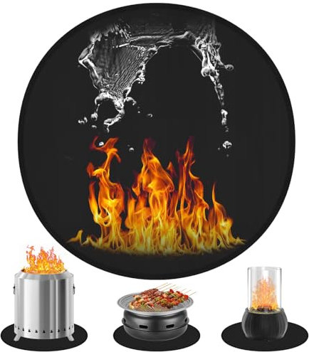 Base Ignifuga Rotonda, φ50 cm Tappetino Ignifugo per Caminetto da Tavolo, Rivestito in Silicone Tappetino Resistente al Calore per Caminetto da Tavolo, Braciere Senza Fumo, Piccola Griglia per BBQ