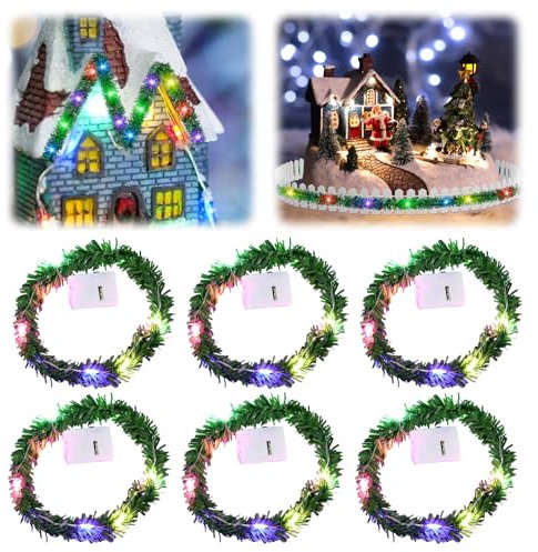 Seasboes 6 Stück Puppenhaus Mini LED Lichterkette, 0,5m Puppenhaus Mini LED Lichterkette, Wichtelzubehör, Bunte Weihnachten Beleuchtet, Miniatur Lichterkette Wichtel,Puppenhaus Möbel Leuchte (B)