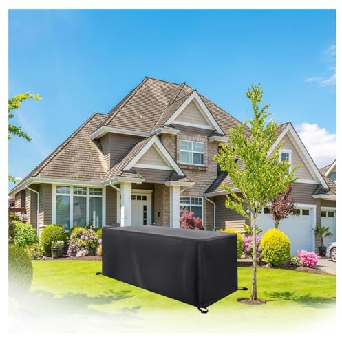 Housse Salon de Jardin Exterieur 350x260x70cm/LxWxH Imperméable Housse Mobilier Jardin Housse de Protection Exterieure Housse Table Jardin Rectangulaire Bâche Table de Jardin Anti-UV Tissu Noir