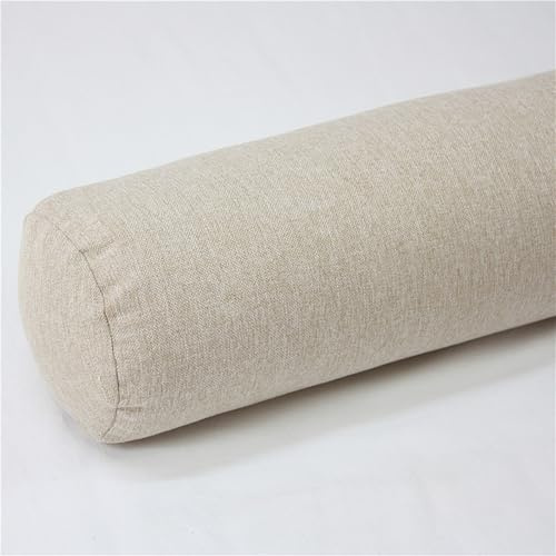 TUSUO Linen Neck Roll Pillowcase Cylinder Bolster Pillowcase with Zipper, (Cover Only),Breathable Round Cervical Pillow Cover, Washable Cover for Cervical Roll Pillow(Beige,7x20inch)