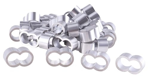 GIVIHGETI 40 Stück Quetschhülsen 8 mm Pressklemmen Doppelhülsen Klemmhülsen Würgeklemmen Drahtseil, Seilklemme 8 mm Würgeklemmen aus Aluminium für Expanderseil, Planenseil, Gummiseil