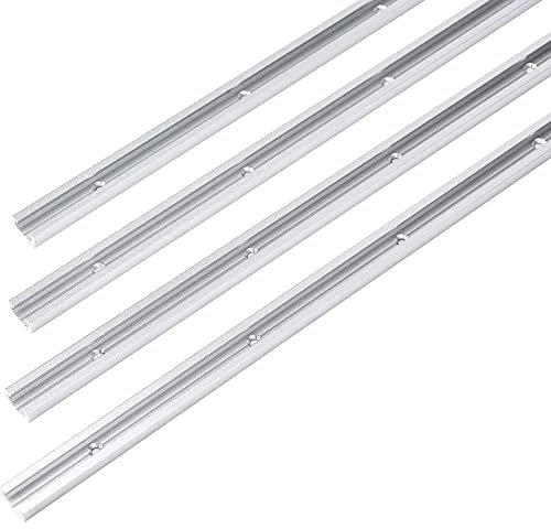 T-Track Slot, Perfil de doble corte de 48 Pista en T universal de aleación de aluminio con orificios de montaje preperforados Superficie esmerilada Anodizado con chorro de arena fino Paquete de 4(Sil