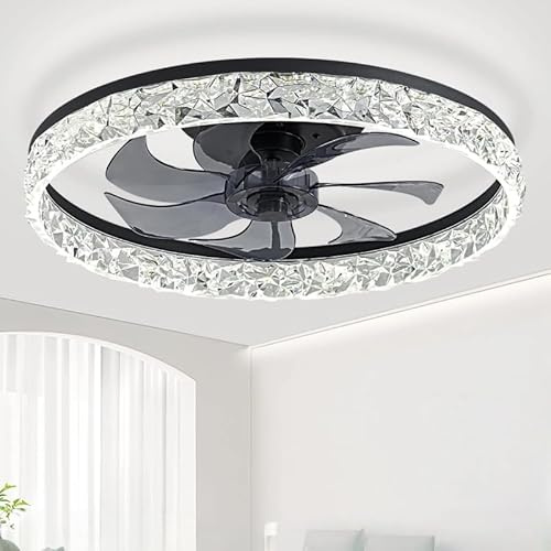 EKDADL Reversible Ventilador de Techo con Luz Silencioso 50CM Moderna Lampara Ventilador Techo con Luz y Mando a Distancia 6 Velocidade 3 Colores LED Regulable