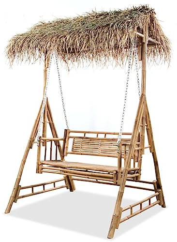 Home Garden 2-Sitzer Schaukelbank mit Palmblättern Bambus 202 cm