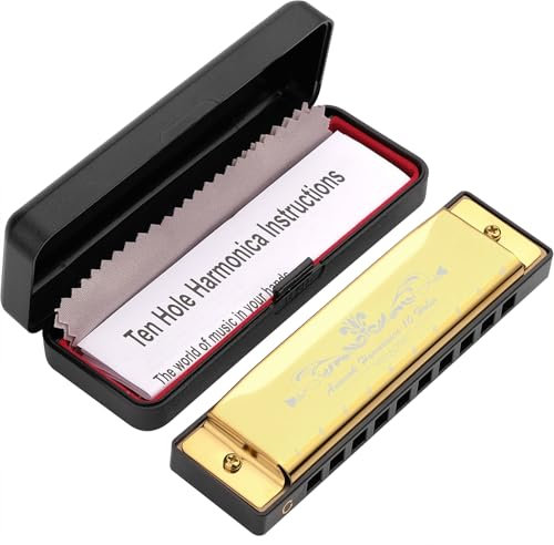 Anwenk Harmonica Key of C 10 Hole 20 Tone Diatonic Harmonica C with Case for Beginner