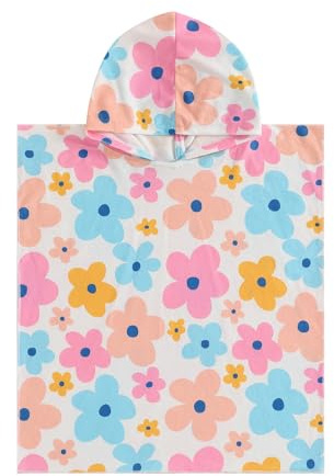 L&ieserram Toddler Girl Hooded Poncho Floral Print Soft Oversized Bath and Beach Towels (Pink, 18-24 Months)