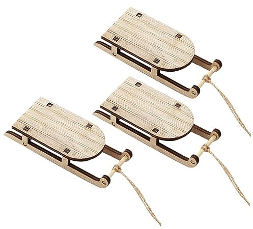 Homoyoyo 3stücke Mini Holz Schlitten Miniaturschlitten Tischschlitten Holz Mini Schlitten Dekoration Für Wohnzimmer Büro Fensterbank Ornament Winterdekoration