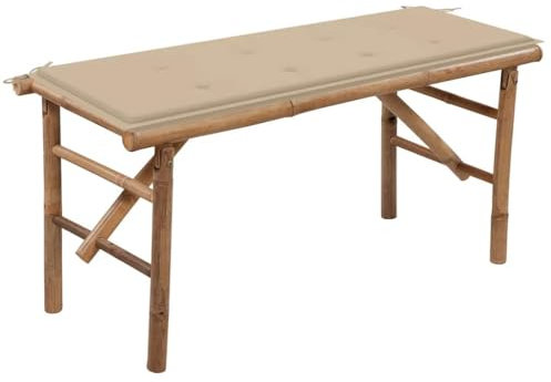 Generisch Klappbare Gartenbank mit Auflage 118 cm Bambus,jiangboyue-3063852