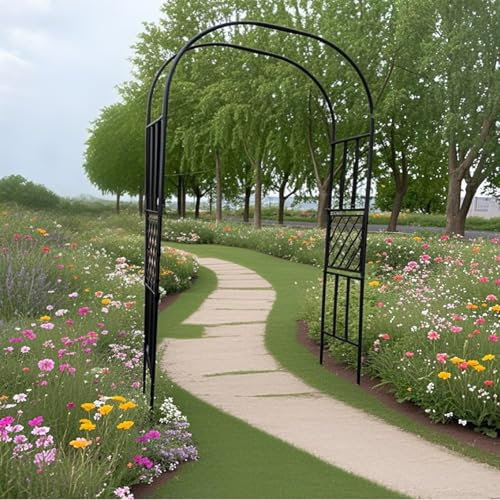 AJTXCSFOQL Arco de Jardín Eventos, 180 230 120 150 300 240 200 Metal Resistente Enrejado Pérgolas, Soporte para Rosas Plantas Trepadoras(Black,240x250x40cm)