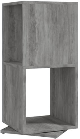 Eleganz Drehregal Betongrau 34,5x34,5x75,5 cm - Holzwerkstoff Regalsystem für Wohnzimmer & Büro - Platzsparend & Langlebig