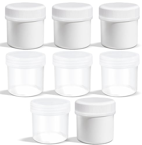 Reisegröße Weithalsbehälter aus PP-Material, transparent/weiß, auslaufsicherer Kunststoffbehälter mit Deckel zur Aufbewahrung von Cremes, Lotionen und kleinen Gegenständen (weiß+transparent, 50ml)
