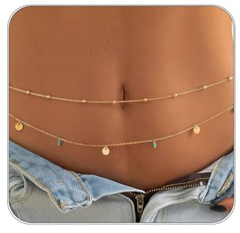 Goldene Hüftkette pour Femmes – Chaîne de Taille Imperméable Chaîne Corporelle Accessoire de Plage Bijoux pour Femmes Chaîne de Taille Or