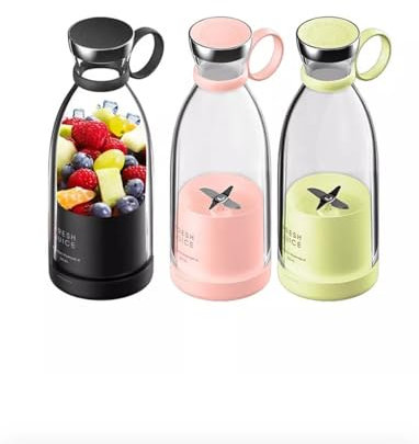 Portable Personal Blender with Handle, Glass Smoothie Mixer, 7 Pastel Colours Available (Portable Fresh Juicer Rechargeable 380ml Mini Wireless Cup Bottle Blender)
