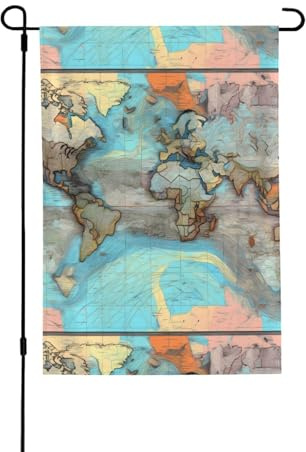 Drapeau carte du monde de dessin animé. Convient pour l'intérieur et l'extérieur, parfait pour la maison, le jardin, les événements et les affichages patriotiques.