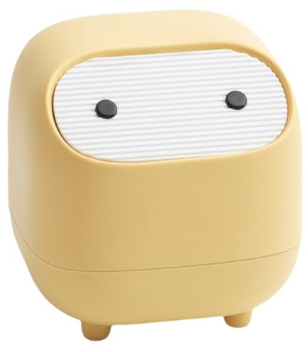 SweetSerenade Poubelle de Bureau, Petites Fournitures de Bureau, Mini Poubelle à Double Couche, Boîte de Rangement des Déchets Jaune