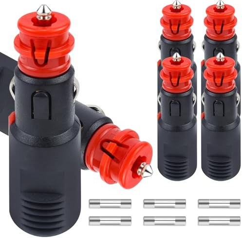 6 Stück Zigarettenanzünder Stecker Auto Stecker, Sicherheits-Universalstecker 12V-24V KFZ universalstecker normstecker mit 10A Sicherung für Auto LKW PKW Motorrad
