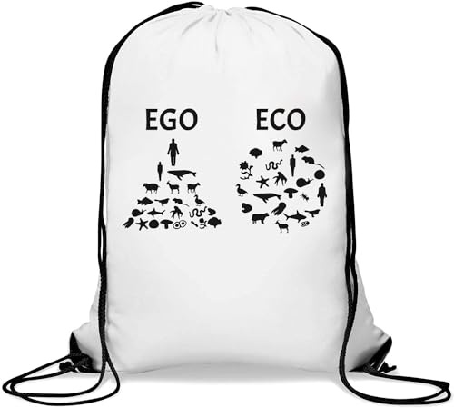 Ego Vs Eco Food Chain Go Vegan Gym Sack Casual Drawstring Bag White