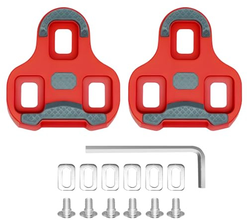 Cales de Vélo pour Look Keo Rouge 9°, Antidérapantes avec Fonction Mémoire de Position, avec Les Pédales Vélo Rouge 9°, Kit Vis, Rondelles et Clé Allen pour Chaussures à 3 Trous, Calles Antidérapantes