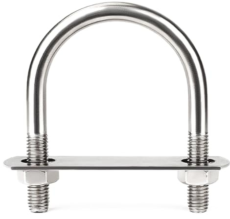 M12 304 Stainless Steel Extra Long U-Bolt Complete Kit with Nuts and Baffle Plate, Heavy Duty U-Shaped Pipe Clamp(M12*102 * 140)