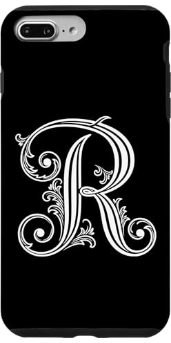 fancy Italic Initial white Letter R alphabet name monogram Case for iPhone 7 Plus/8 Plus