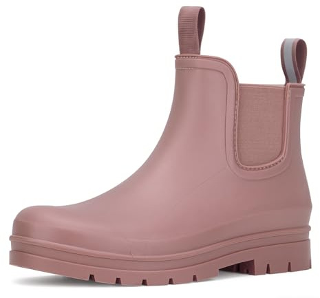YOLIS Bottes de Pluie Femme Bottines Femme Étanche Bottes Caoutchouc Femmes Antidérapant Chelsea Bottines avec Semelle Intérieure Confort pour Jardin Extérieur