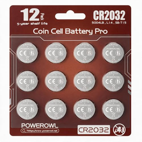 POWEROWL 12 Pcs Lithium Battery CR2032 3V for your Toys, Games, MP3 players, Stopwatches (Brown)