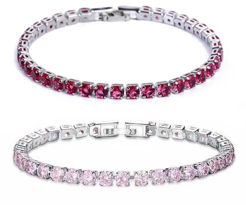 Pummny 2 st tennisarmband för kvinnor, 4 mm kubisk zirkon tennisarmband, tennisarmband med brudzirkoner, för kvinnor, flickor, födelsedagspresent, Taille unique, Koppar, Zirkoner
