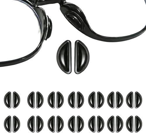 Coussinet Lunettes Nez 30 Pièces, Coussinets Nasaux en Silicone Noir Auto-Adhésifs, Support Nasal Anti-Glisse en Forme de D pour Montures Plastique et Métal, Confortable et Anti-Traces