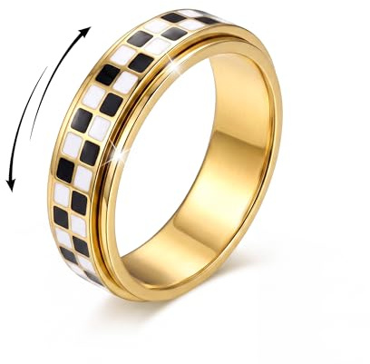 KRFY Anxiety Ring Stainless Steel Fidget Rings for Anxiety Women Men-G-6