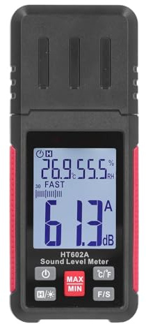 Yosoo Health Gear Fonometro Digitale Fonometro ABS 30 a 130 DBA Retroilluminazione LCD Risposta Rapida Lenta Temperatura Umidità per la Casa Fabbrica Traffico Strada Costruzione