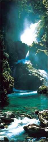 Papel gigante Póster para puerta de Nueva Zelanda paraíso cascada medidas 62 x 53,34 cm (158 x 53 cm)