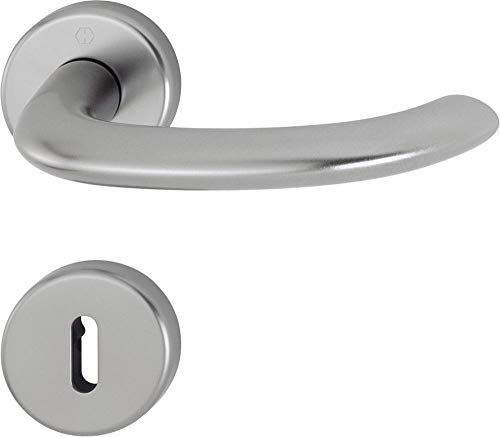 HOPPE Türgriff (Rosette) Marseille, Aluminium stahl für innen, Türgriff-Garnitur, Oval-Lochung