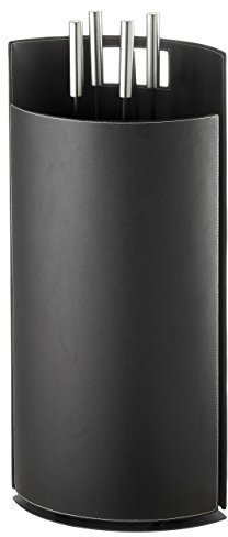 Kaminbesteck Kaminzubehör Ofenset aus Kunstleder in schwarz Höhe 63cm