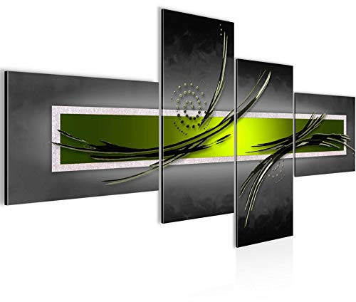 Runa Art resumen Cuadro Moderno - 100% Made In Germany - 0 Gris verde negro 4 Piezas 102542b